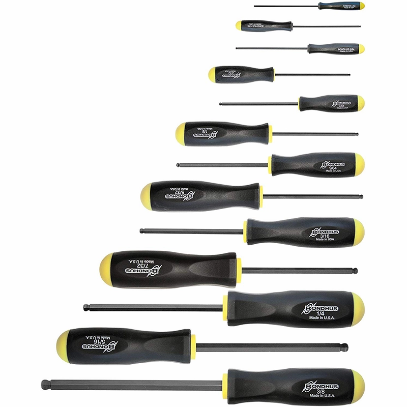 Bondhus 10637 Ball End SAE Screwdriver Set, 13 Pc.