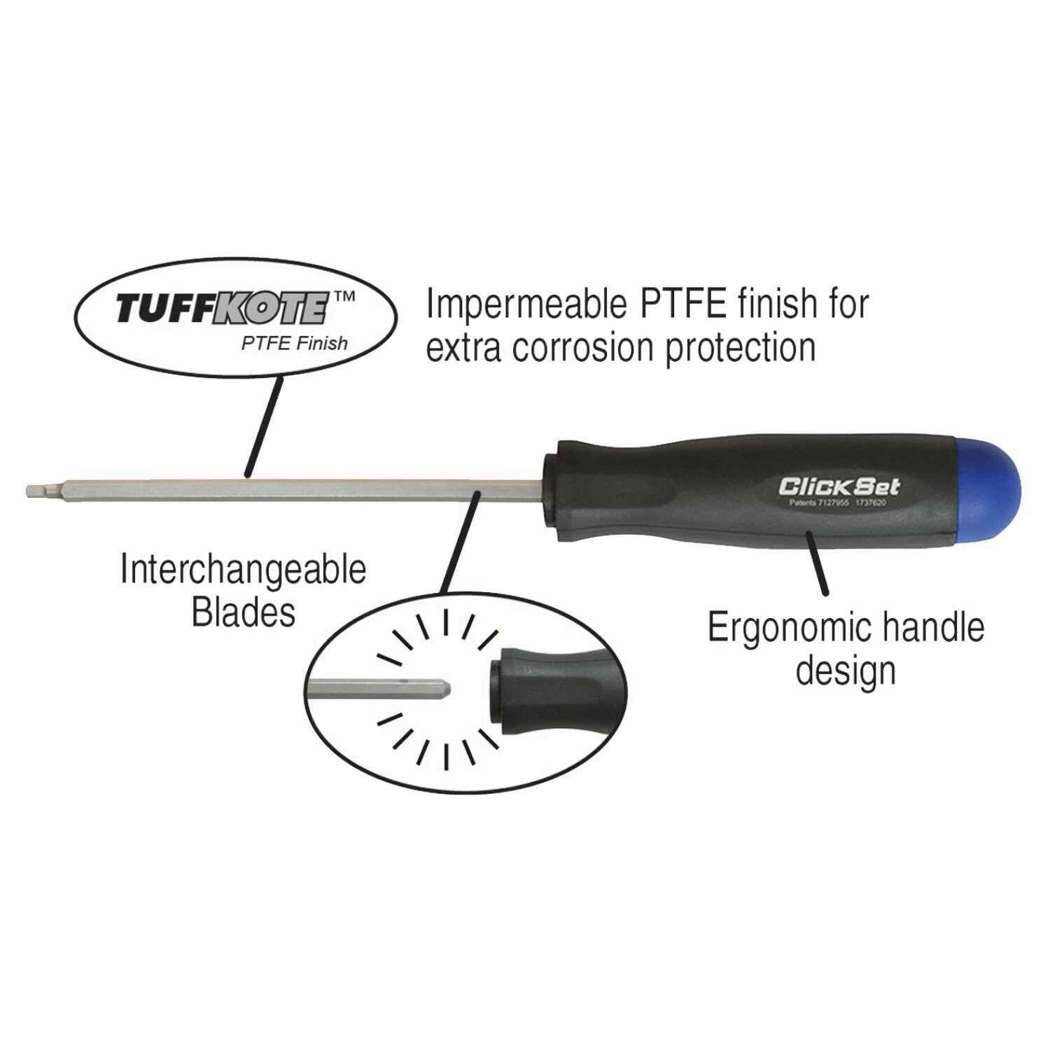 Bondhus 50067 ClickSet Handle - 22.1in-lb/2.5Nm   T10 TorxPlus Blade