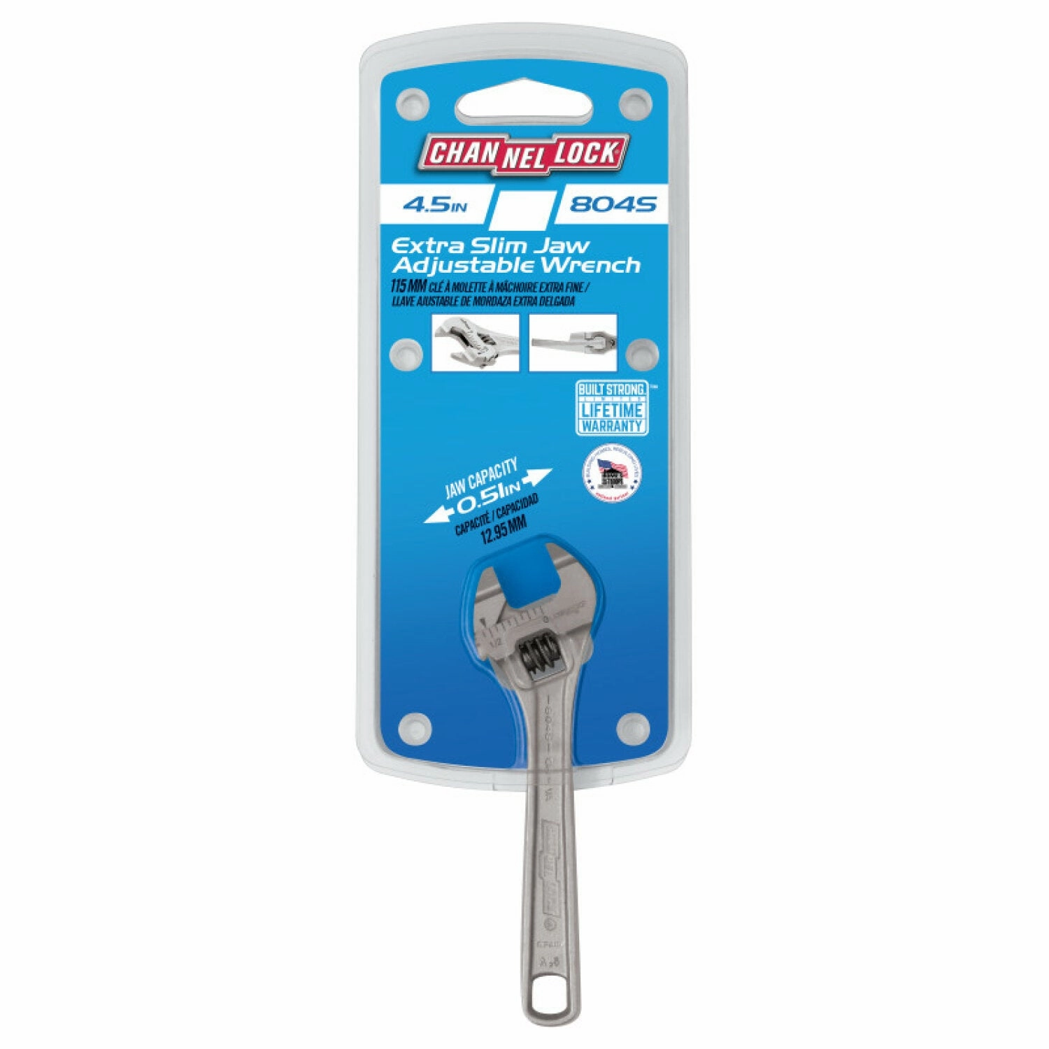 Channellock 804S 4-inch Extra Slim Jaw Adjustable Wrench