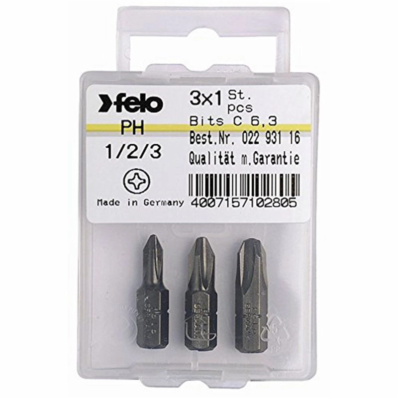 Felo 0715710280 Phillips Industrial Bits, 3 Piece