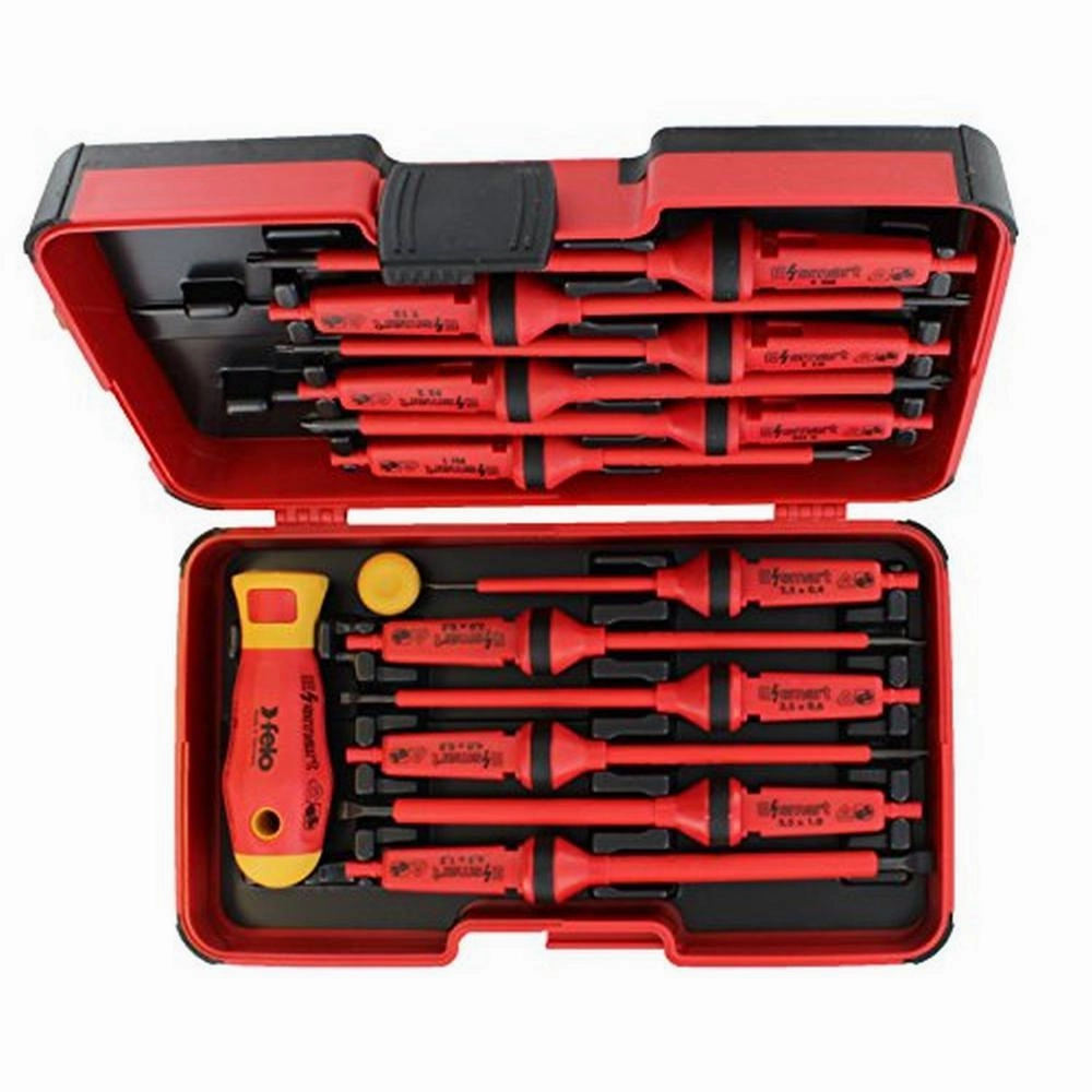 Felo 0715751719 E-Smart 14 Piece Set - Slotted, Phillips, Pozidriv, TORX Tip Insulated Blades with 2 Handles