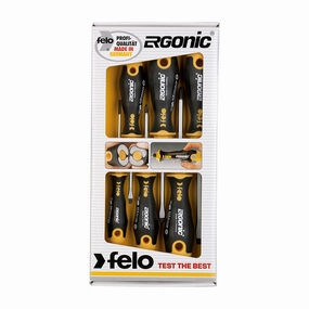 Felo 0715753693 Slotted & Phillips Ergonomic Screwdriver Set, 5 Piece