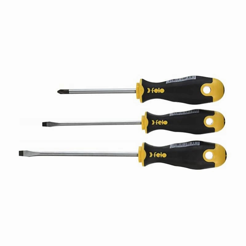 Felo 0715753701 Slotted & Phillips Ergonomic Screwdriver Set, 3 Piece