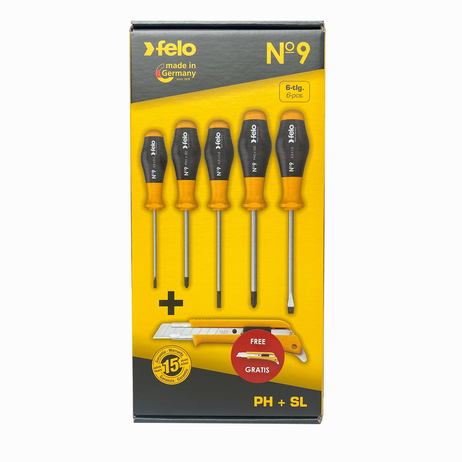 Felo 0715765231 SL & PH Screwdriver Set, 5 Pc.