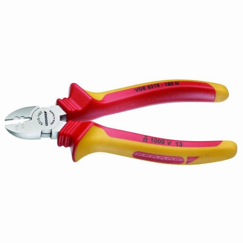 Gedore 1742582 VDE Electricians' side cutter with VDE insulating sleeves 160 mm