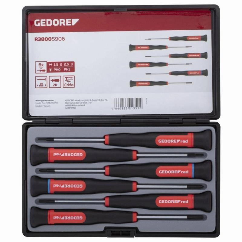 Gedore R38005906 PH SL 2C-Electron.Screwdriver Set 6 Pcs
