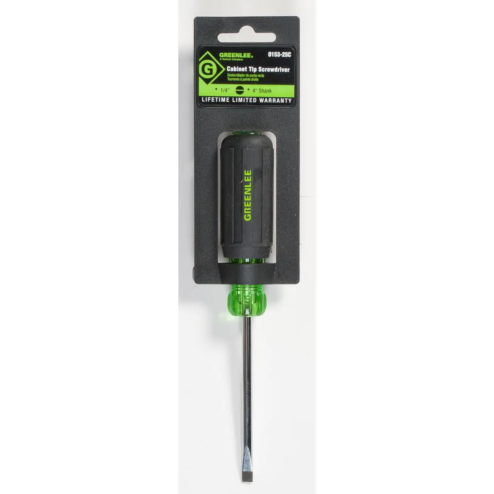 Greenlee 0153-25C Screwdriver, Flat-Cabinet Tip 1/4X4"