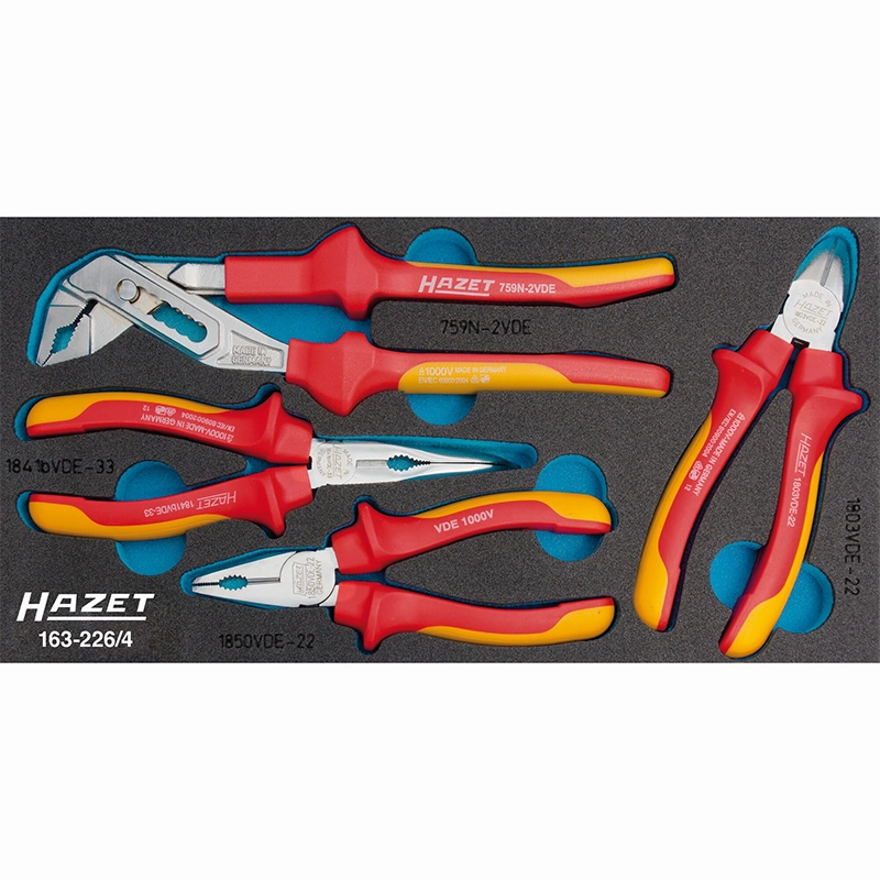 Hazet 163-226/4 Pliers Set with Protective Insulation, 4 Pieces
