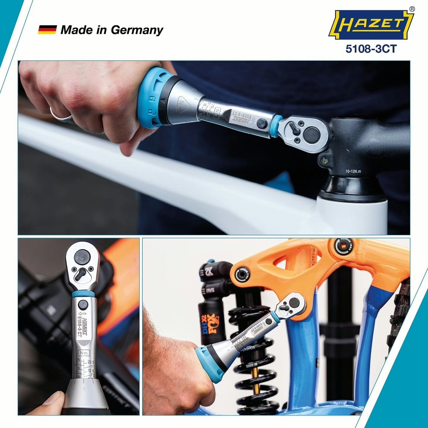 Hazet 5108-3CT 1/4 inch (6.3 mm) square  solid Torque wrench  2.525 Nm  3%