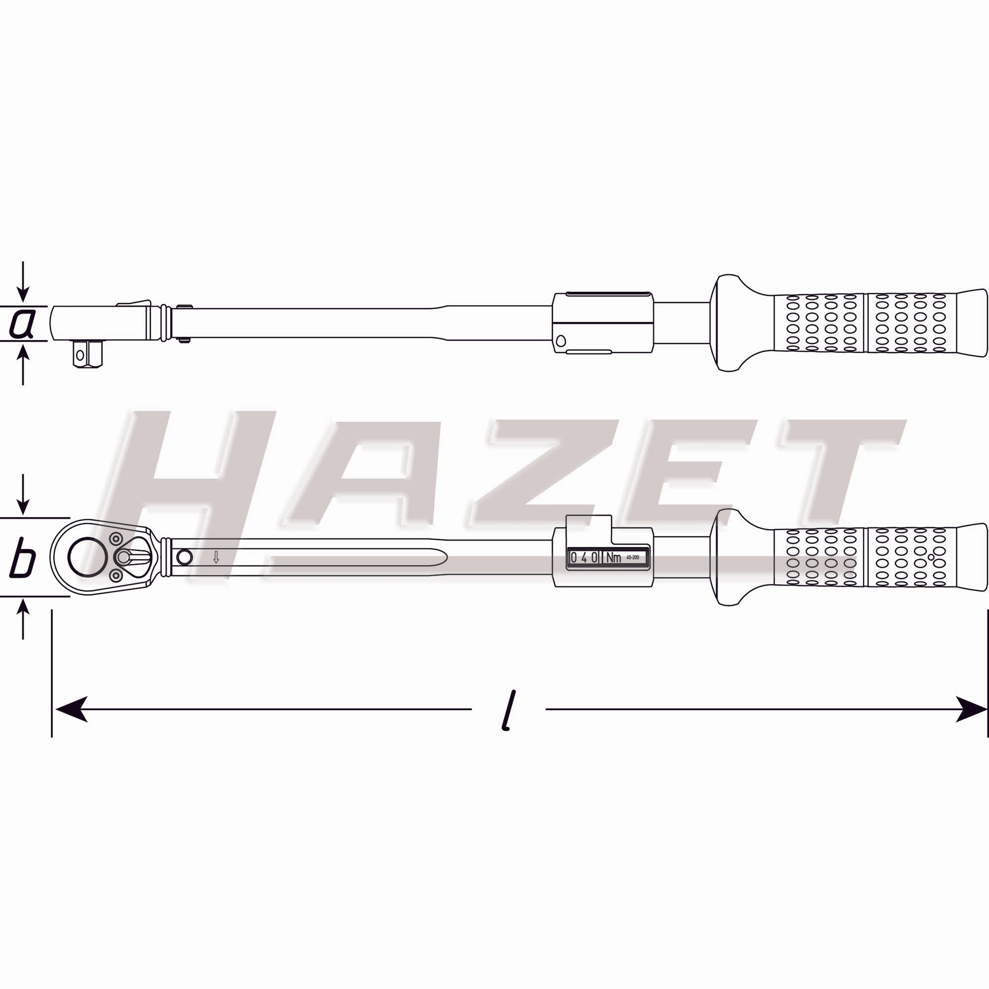 Hazet 5122-2CLT Torque Wrench, 40 - 200 Nm, 1/2"