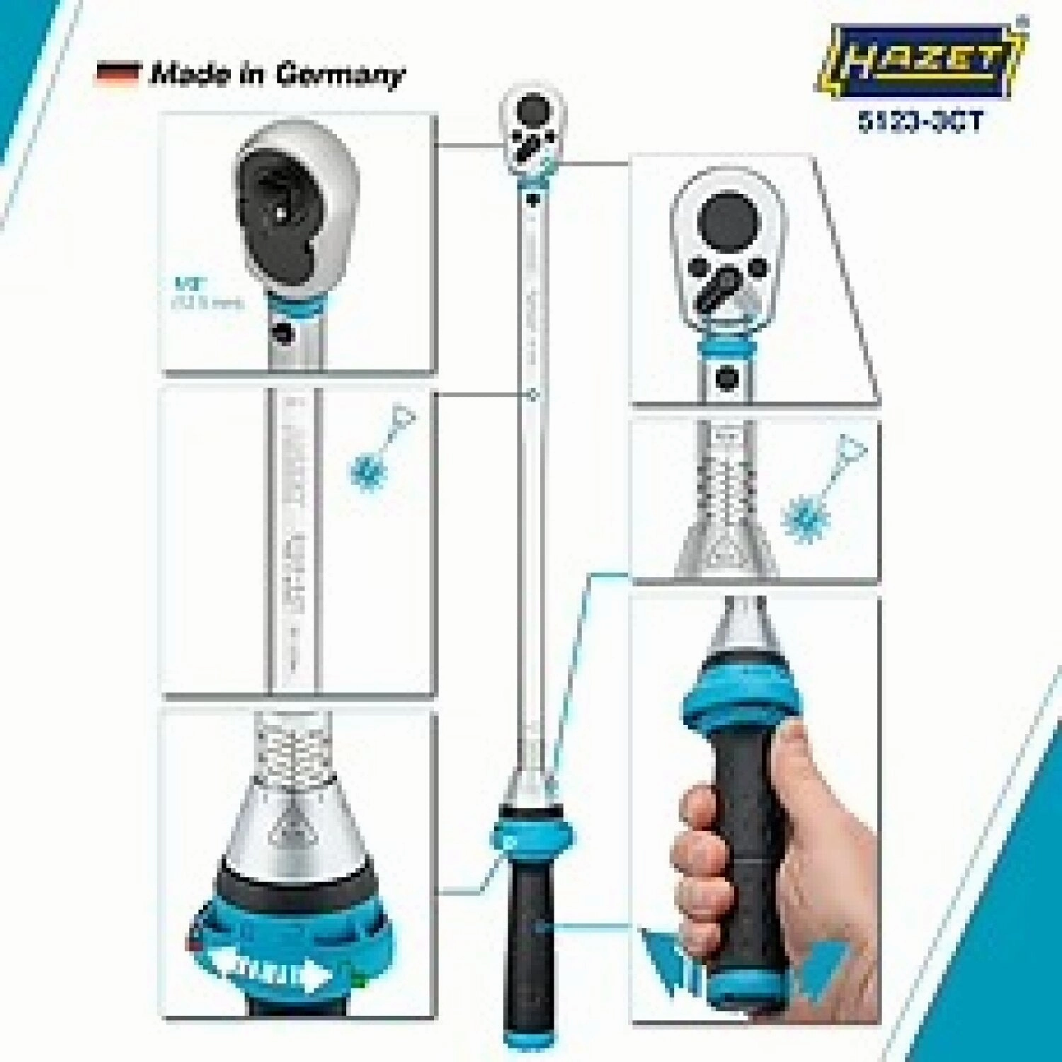 Hazet 5123-3CT 1/2 inch (12.5 mm) square  solid Torque wrench  60320 Nm  3%