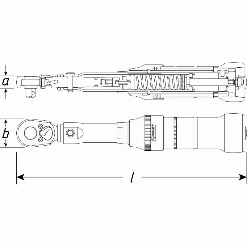 Hazet 6114-1CT Torque Wrench, US Standard, 540 lbf.ft, 10mm (3/8") Square