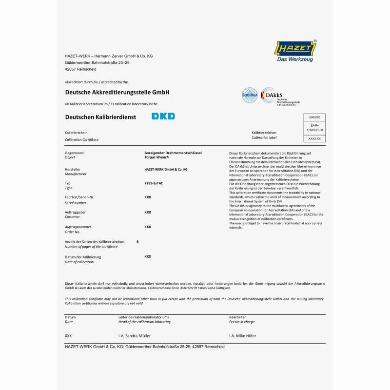 Hazet 6144-1CTCAL Torque Wrench, 200500 Nm, 20mm (3/4") Square