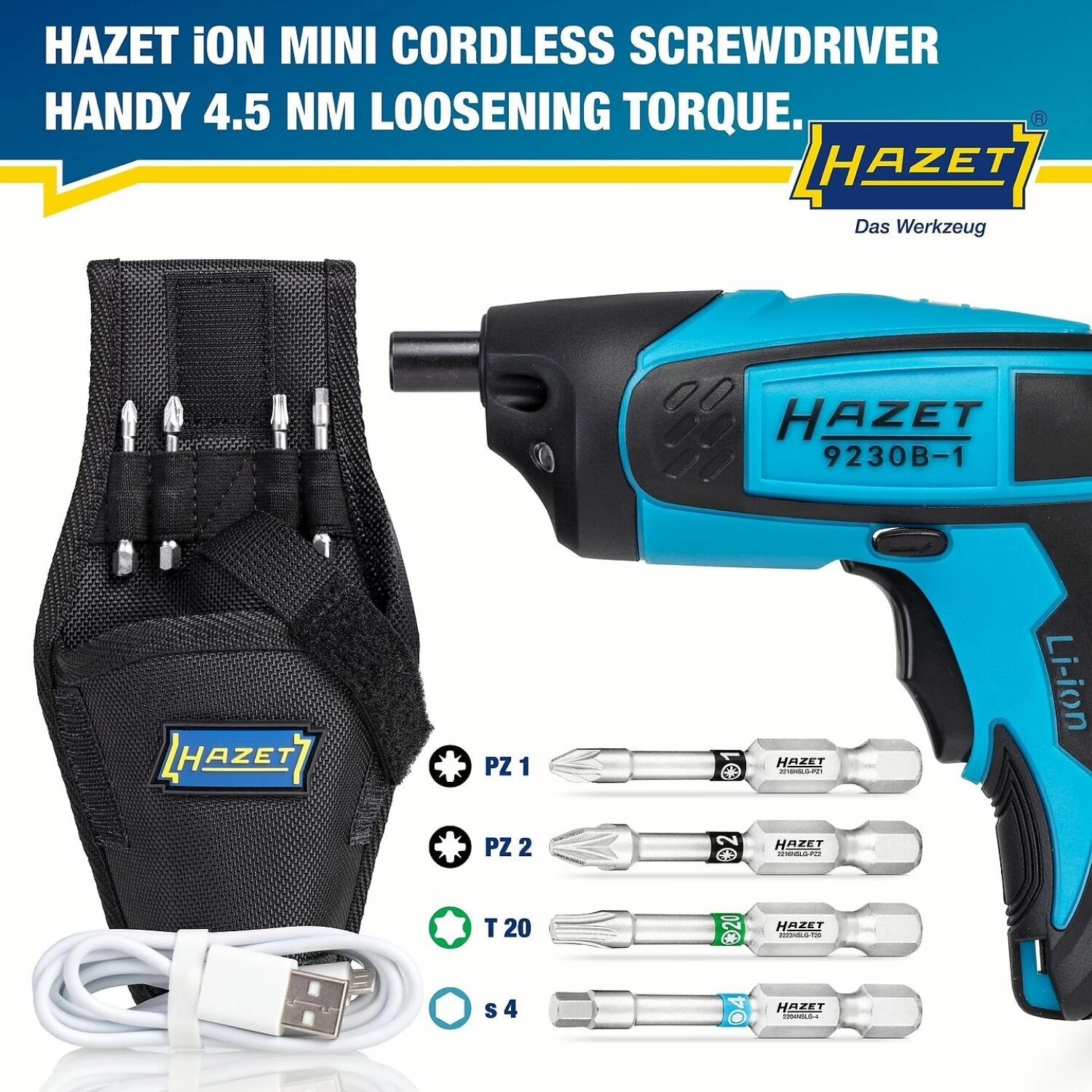 Hazet 9230B-1 Inside Torx Profile Pozidriv profile PZ  Inside hexagon profile  1/4 inch Cordless Screwdriver bit set Mini 4.5 Nm