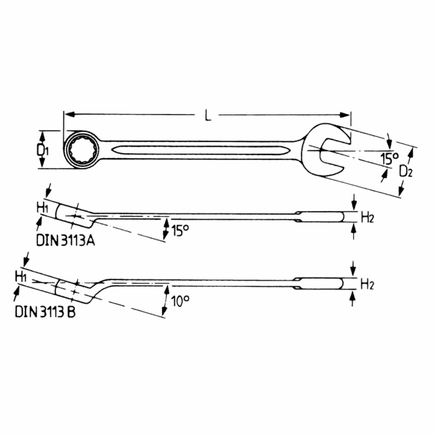 Heyco 00400017082 Combination Wrenches Drive 3/8 Inch 17 mm