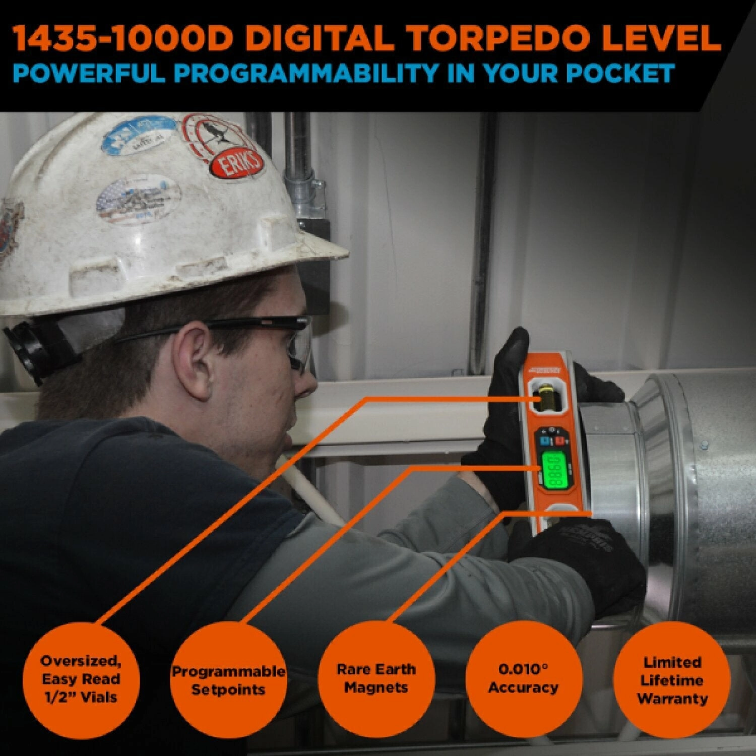 Johnson 1435-1000D 10 Magnetic Programmable Digital Torpedo Level