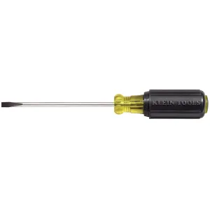 Klein Tools 601-4 Flathead Screwdriver with 3/16-Inch Cabinet Tip, 4-Inch Round Shank and Cushion Grip Handle