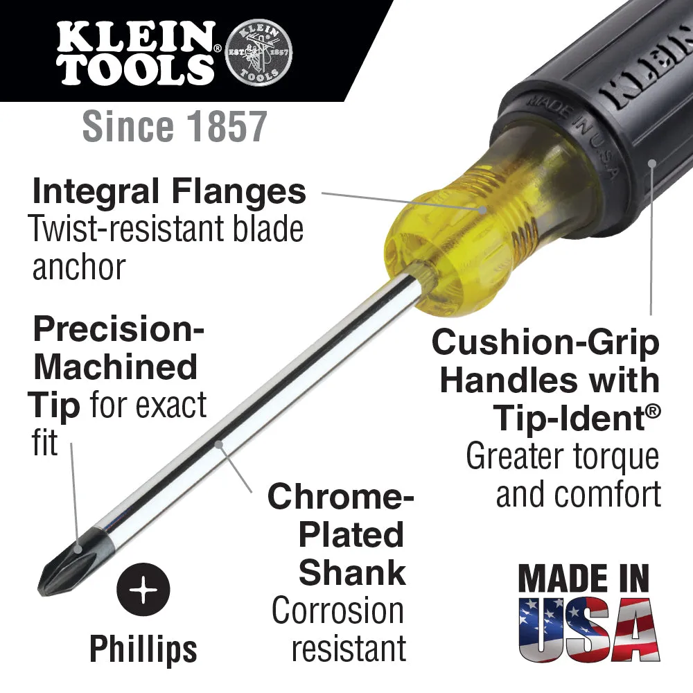 Klein Tools 603-10 #2 Phillips Screwdriver 10'' Round Shank