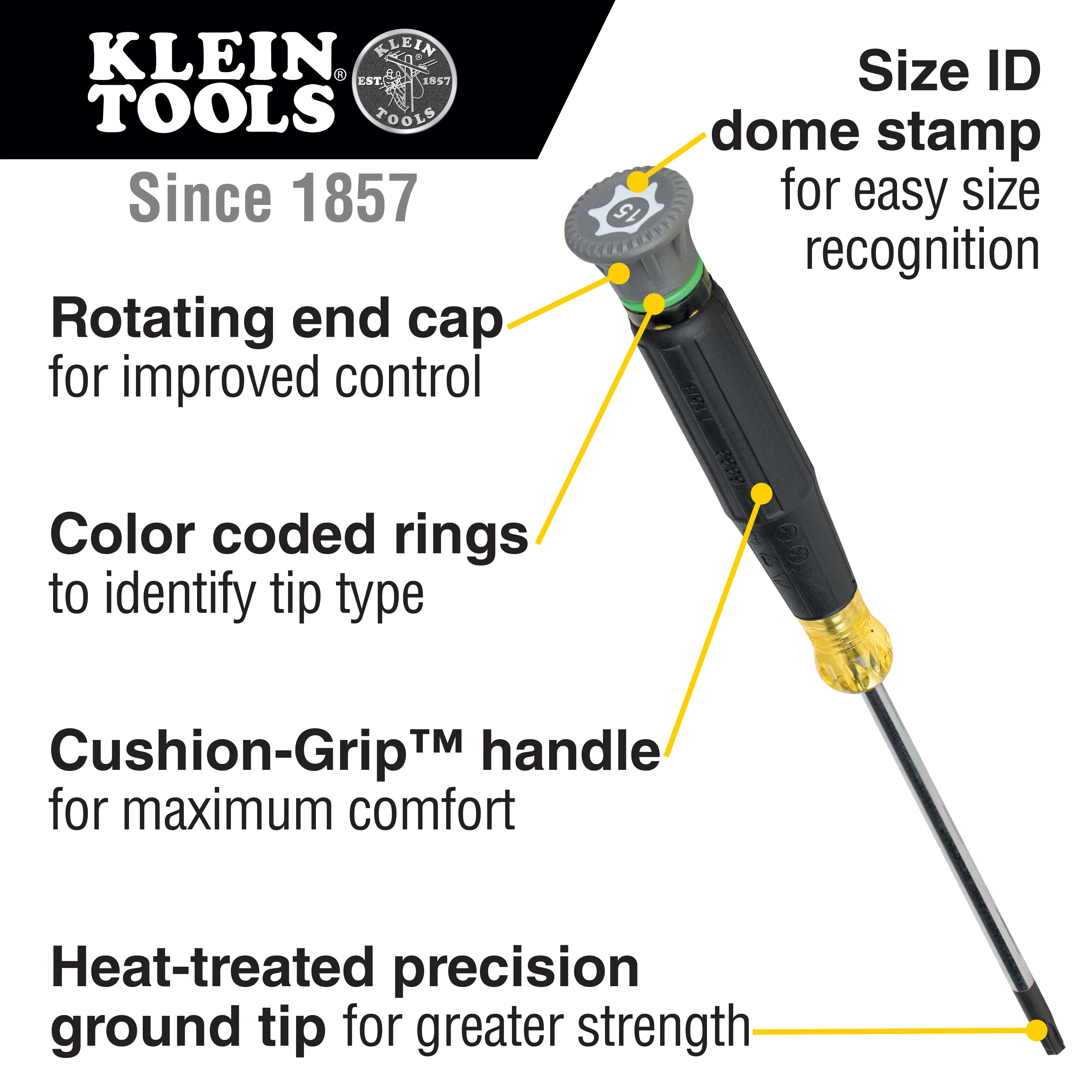 Klein Tools 6313 Precision Screwdriver, T8H TORX, 3" Shank