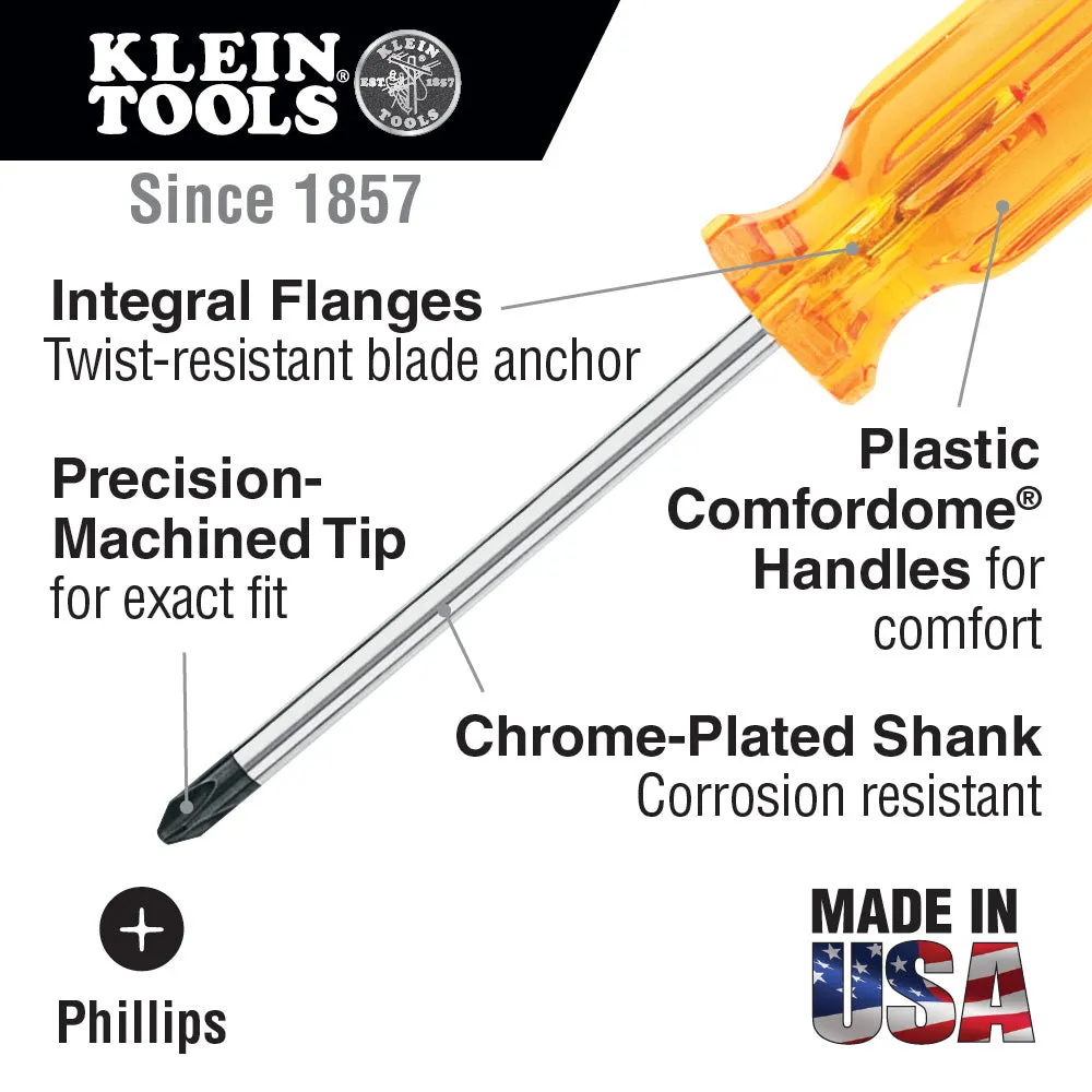Klein Tools BD133 Profilated Phillips Screwdriver, #3, 6" Shank