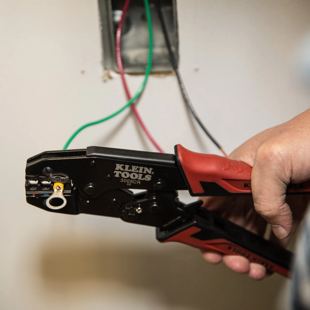 Klein Tools 3005CR Ratcheting Crimper, 10-22 AWG - Insulated Terminals