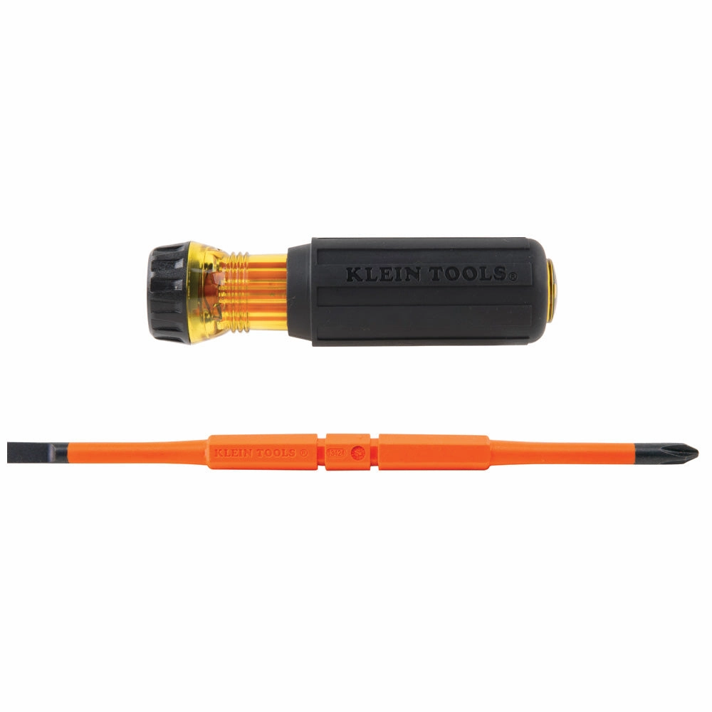 Klein Tools 32293 2-in-1 Insulated Flip-Blade Screwdriver, #2 Ph, 1/4-Inch Sl