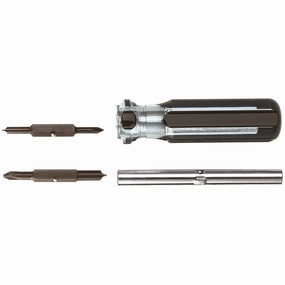 Klein Tools 32460 4-in-1 Multi-Bit Screwdriver, Slotted, Phillips, 7-Inch