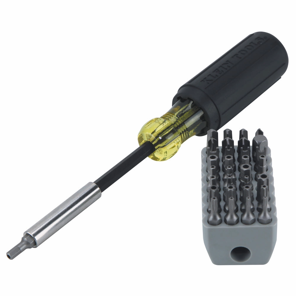 Klein Tools 32510 Multibit Screwdriver 32-in-1 Multi Tool, Sturdy Bit and Screw Holding Magnet, Tamperproof TORX, Hex and TORQ Set
