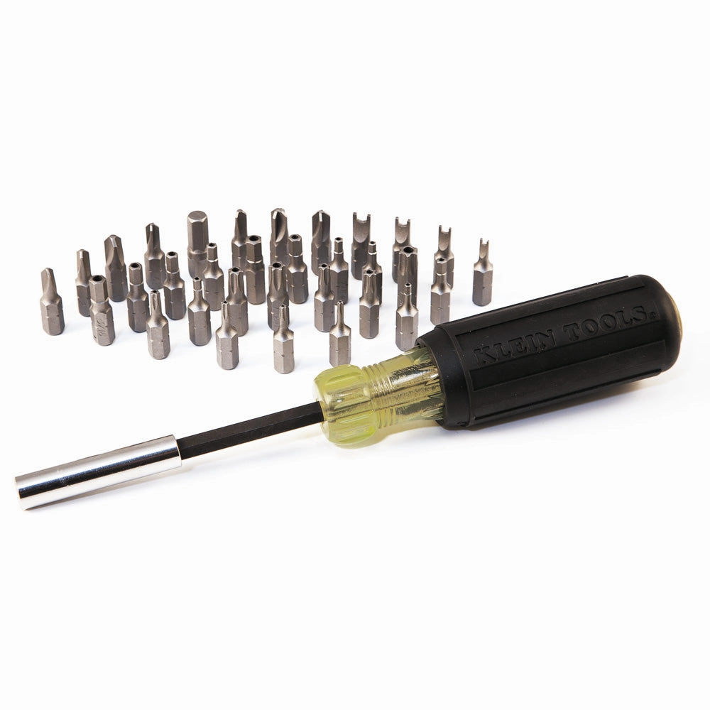 Klein Tools 32510 Multibit Screwdriver 32-in-1 Multi Tool, Sturdy Bit and Screw Holding Magnet, Tamperproof TORX, Hex and TORQ Set