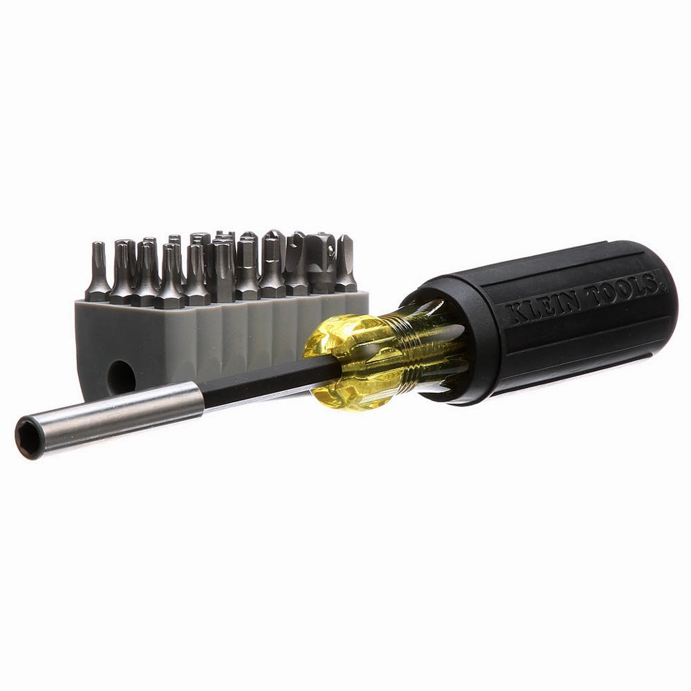 Klein Tools 32510 Multibit Screwdriver 32-in-1 Multi Tool, Sturdy Bit and Screw Holding Magnet, Tamperproof TORX, Hex and TORQ Set