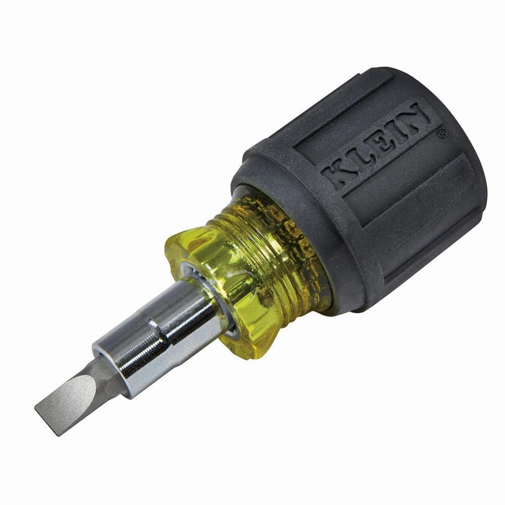 Klein Tools 32561 Stubby Screwdriver and Nut Driver 6-in-1 Multi-Bit, 2 Phillips, 2 Flat Heads, 2 Nut Drivers