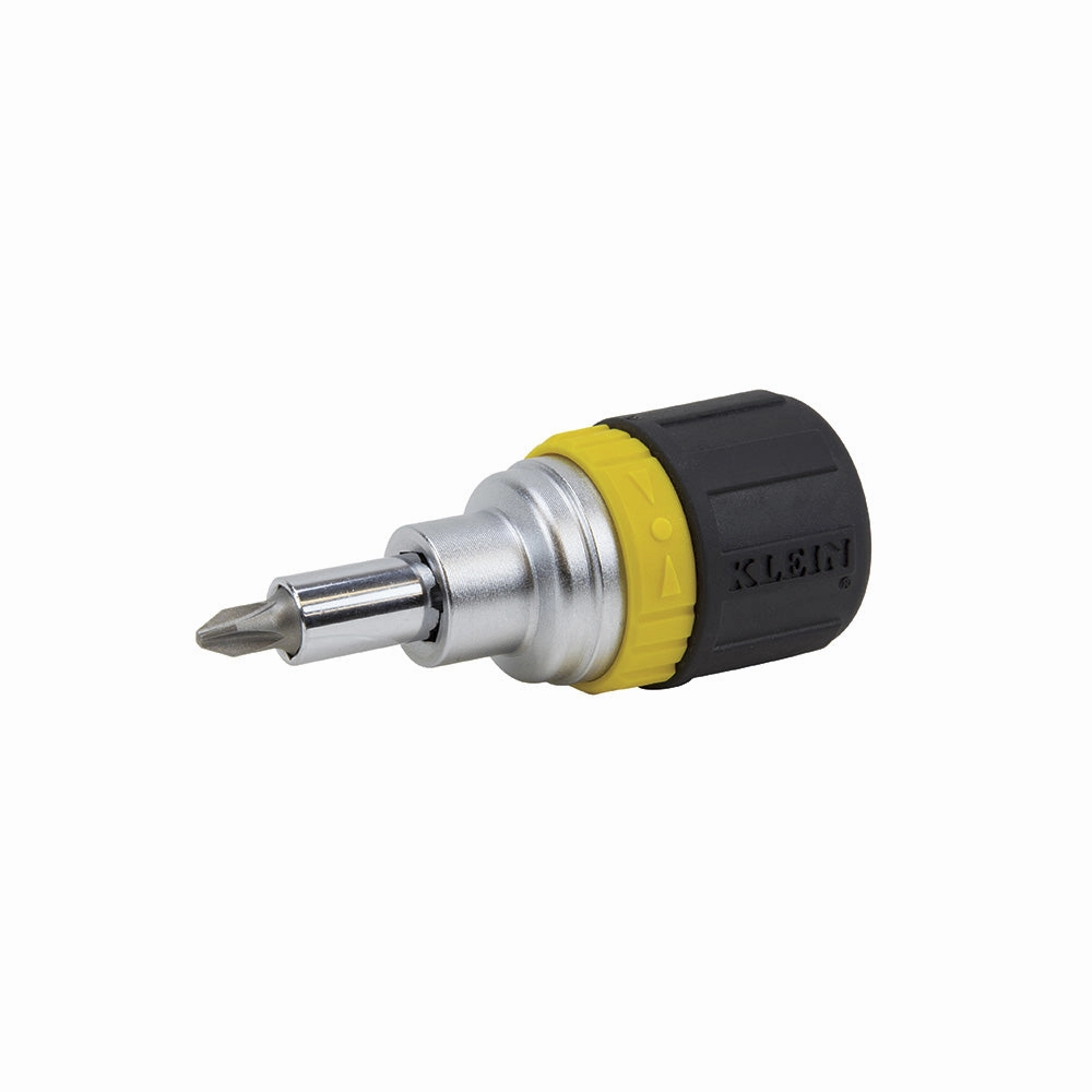 Klein Tools 32593 6-in-1 Ratcheting Screwdriver, Stubby