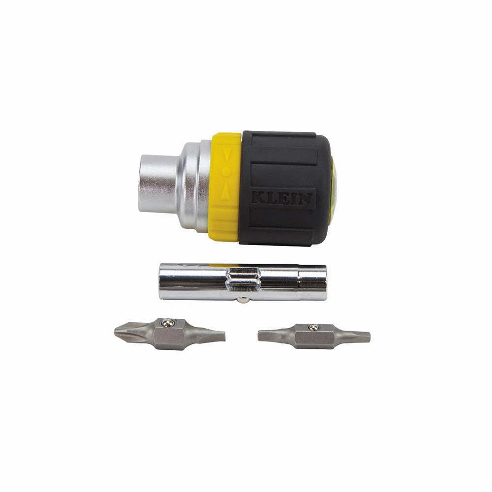 Klein Tools 32594 6-in-1 Screwdriver, Stubby, Square Recess
