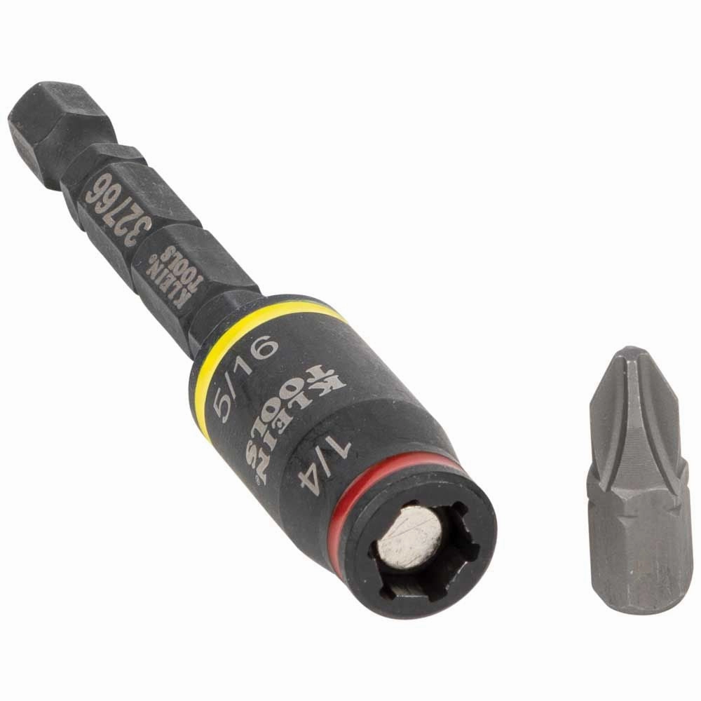 Klein Tools 32766 3-in-1 Impact Flip Socket, 1/4-Inch, 5/16-Inch, 3-Inch Length