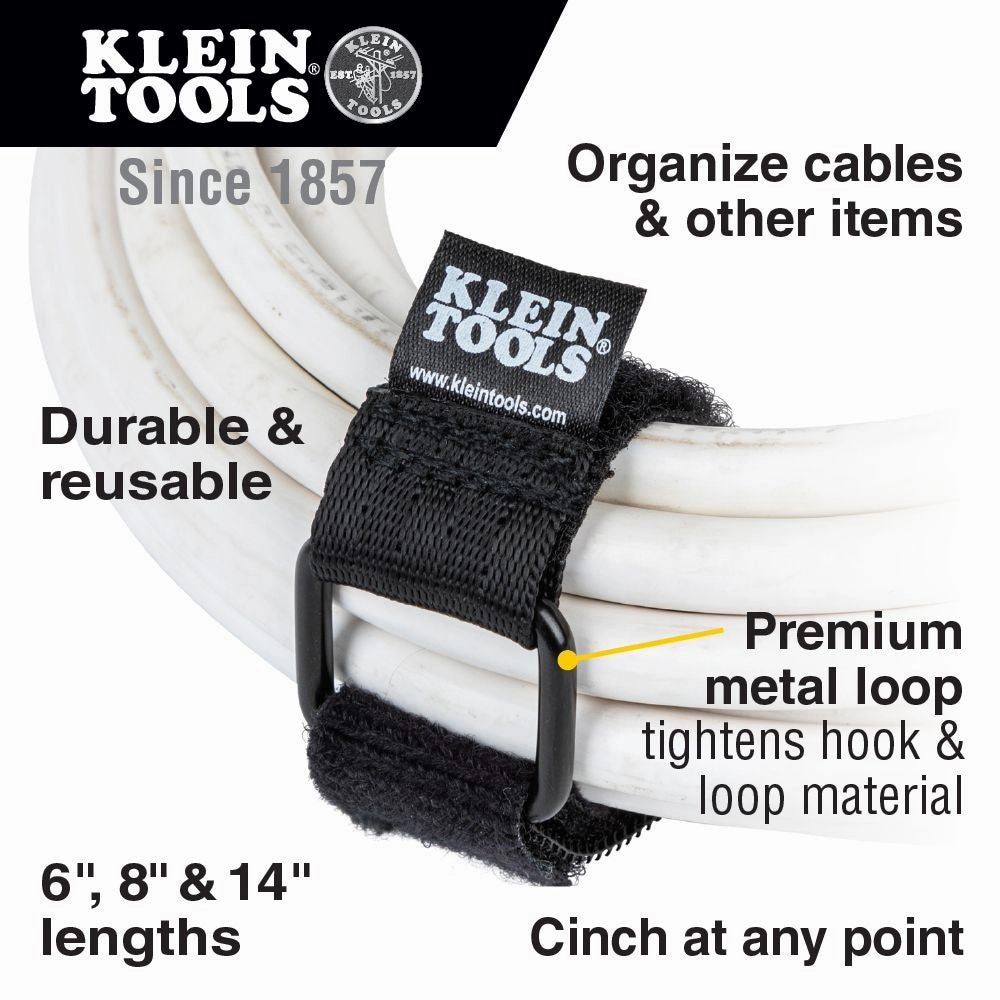 Klein Tools 450-600 Hook and Loop Cinch Straps, 6-Inch, 8-Inch and 14-Inch Multi-Pack