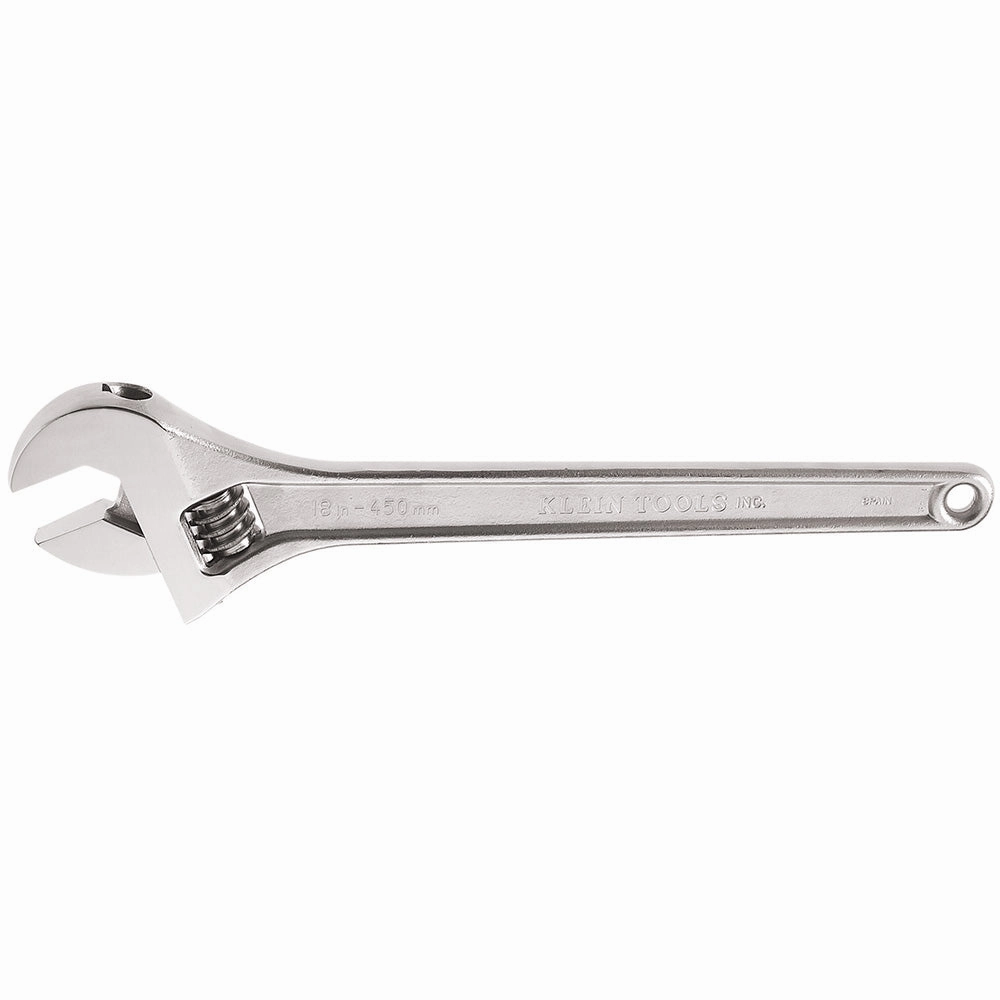 Klein Tools 500-18 Adjustable Wrench, Forged Drive Wrench with High Polish Chrome Finish and Contoured Handle, 18-Inch