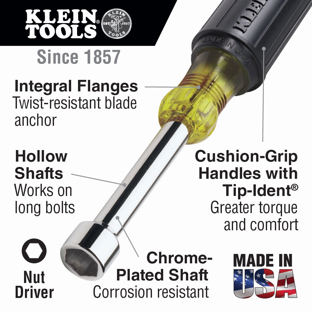Klein Tools 630-3/8 3/8-Inch Nut Driver with 3-Inch Hollow Shaft