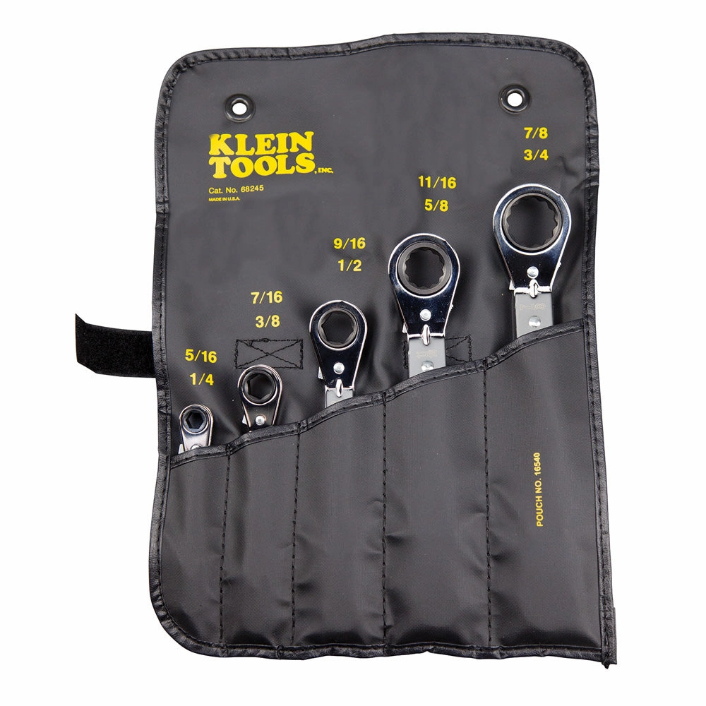 Klein Tools 68245 Reversible Ratcheting Box Wrench Set, 5-Piece