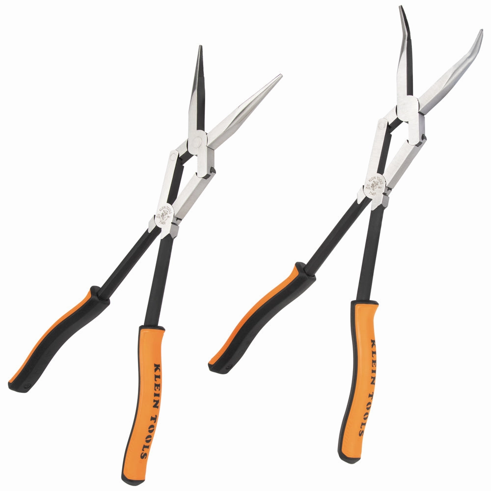 Klein Tools 71402 Long Reach Needle Nose and Bent Nose Pliers Set, 13", 2 Pc.