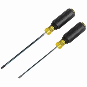 Klein Tools 85742 Screwdriver Set, 3/16 Cabinet and #2 Phillips Precision Machined Tips, Cushion-Grip Handles, Round Shank, 2-Piece