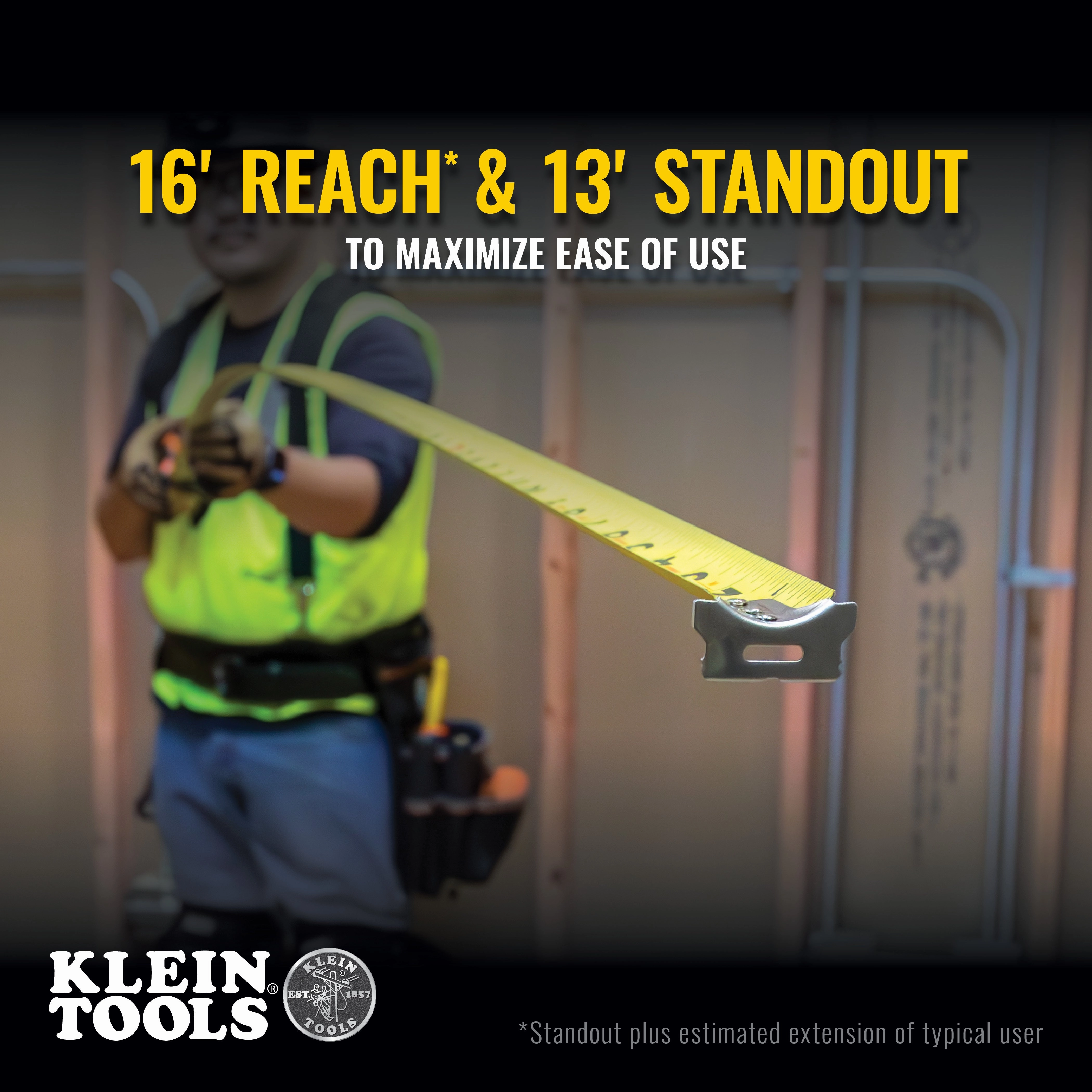 Klein Tools 91616 Tape Measure, 16-Foot Single Hook
