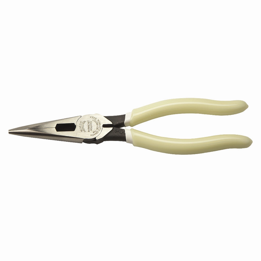 Klein Tools D203-8-GLW Pliers, Long Nose Side-Cutters, Hi-Viz, 8"