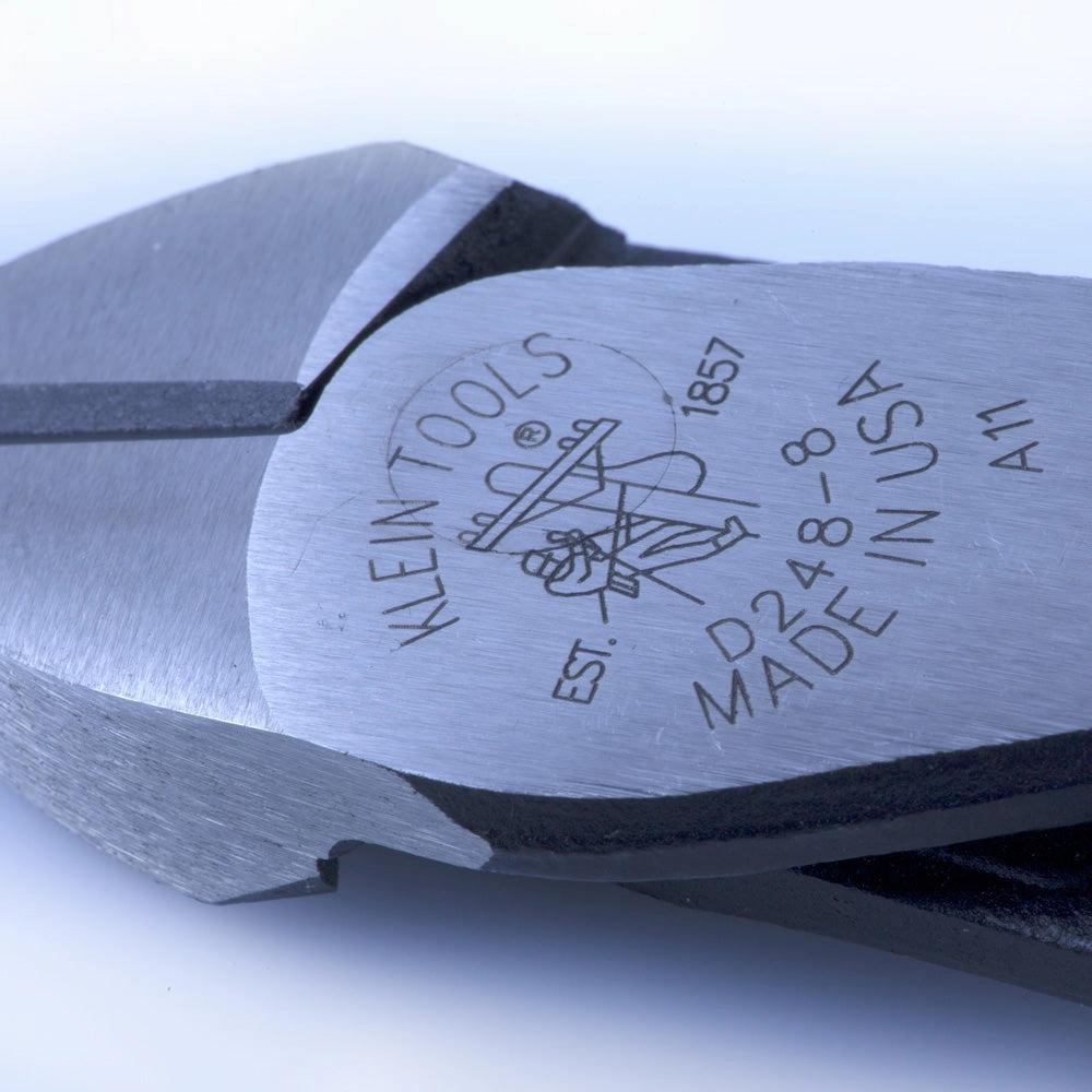Klein Tools D248-8 High Leverage Pliers, Diagonal Cutters, Angled Head, Standard Cut, 8-Inch Short Jaw Pliers