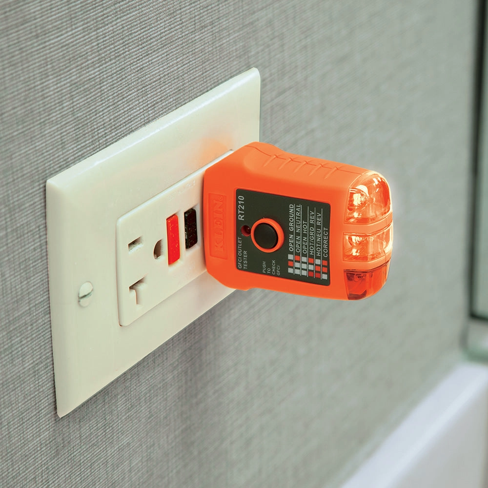 Klein Tools RT210 GFCI Receptacle Tester for North American AC Electrical Outlet Receptacles