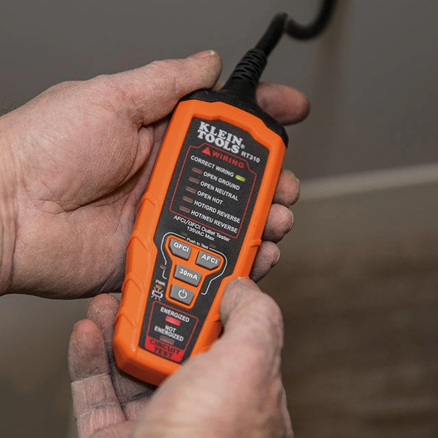 Klein Tools RT310 AFCI and GFCI Outlet and Device Tester for North American AC Electrical Outlet Receptacles