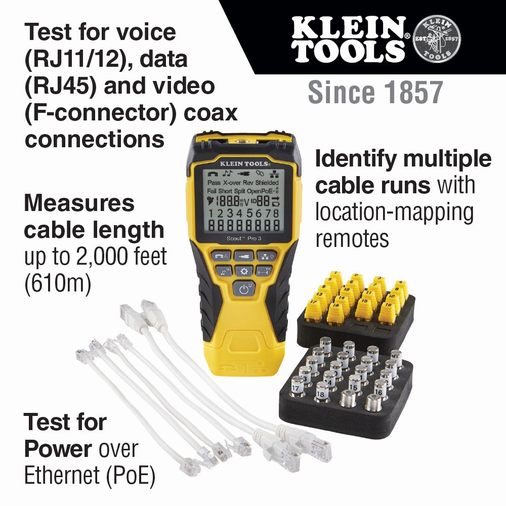 Klein Tools VDV501-852 Scout Pro 3 Tester with Locator Remote Kit