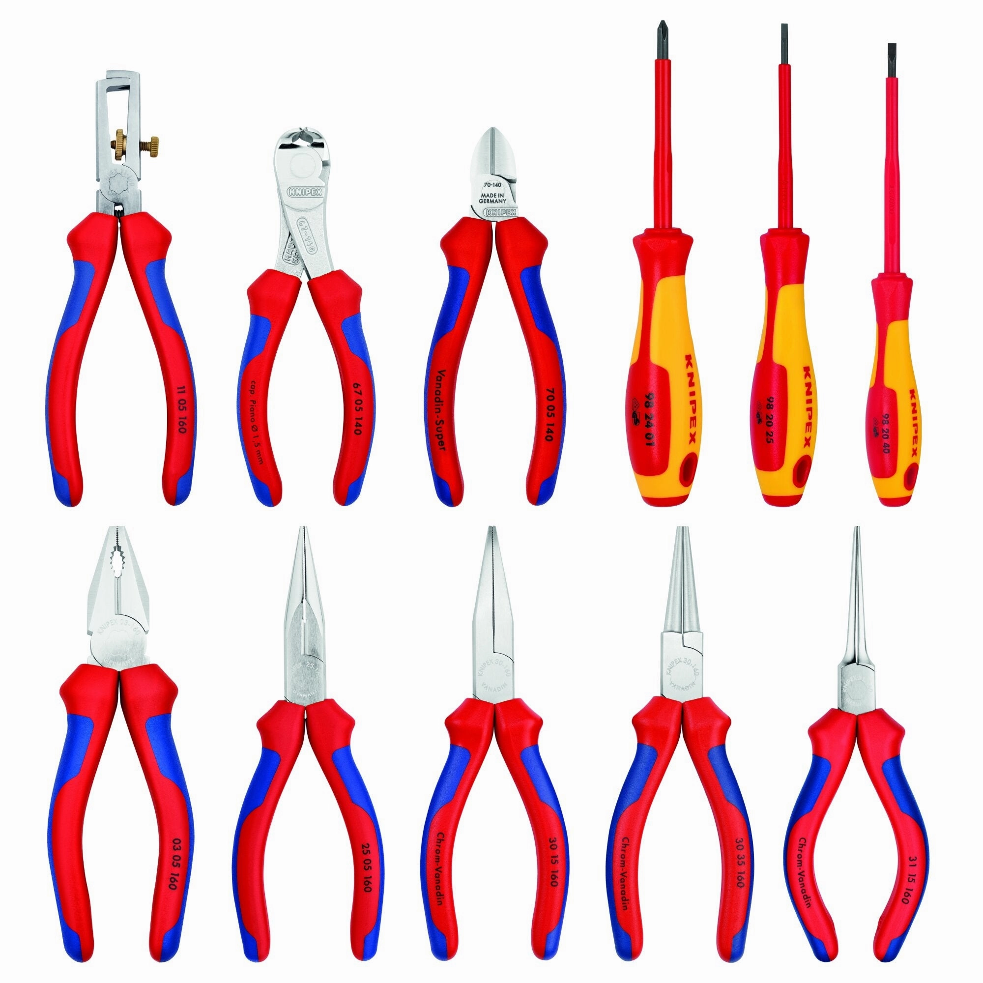 Knipex 00 19 41 11 Pc Tool Set with 1000V Insulated Screwdrivers in Tool Roll