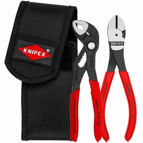 Knipex 00 20 72 V02 2 Pc Mini Pliers in Belt Pouch - Cobra and High Leverage Diagonal Cutters