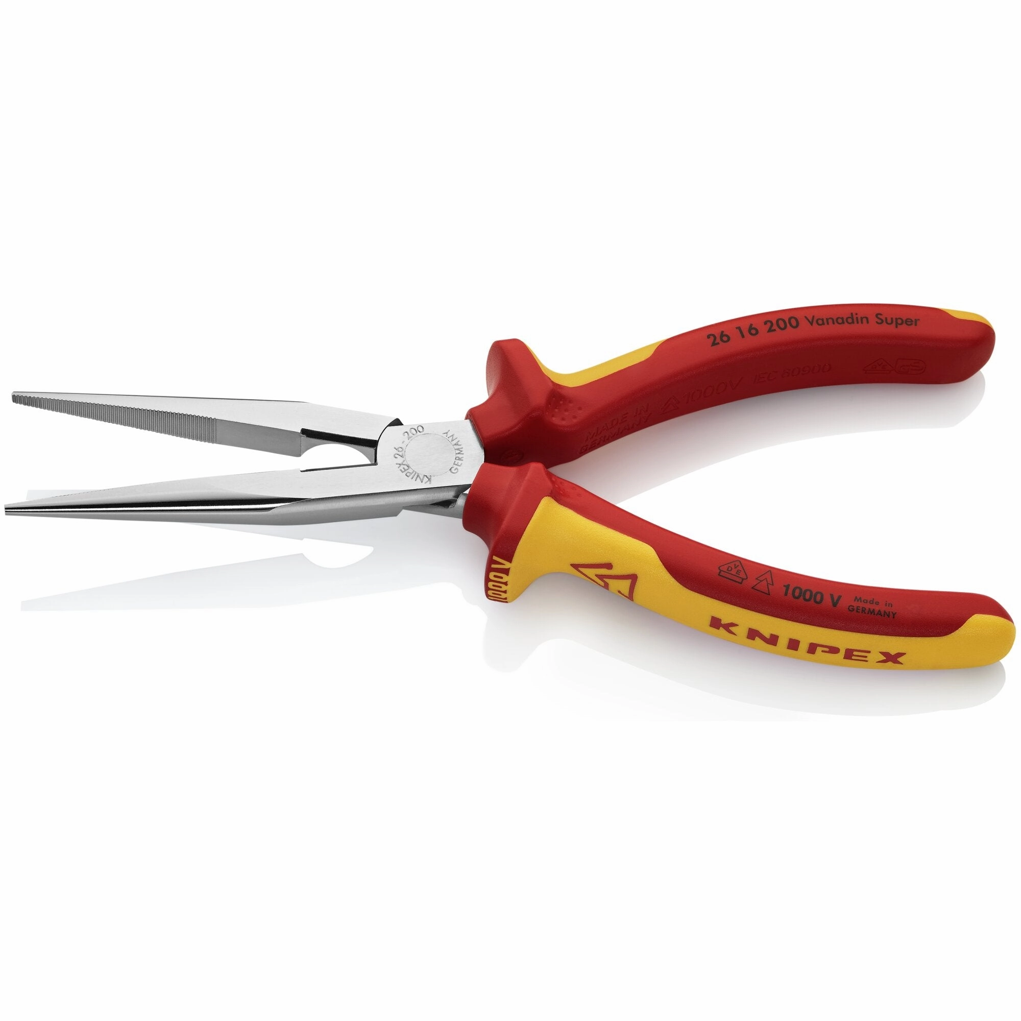Knipex 26 16 200 8" Long Nose Pliers with Cutter-1000V Insulated