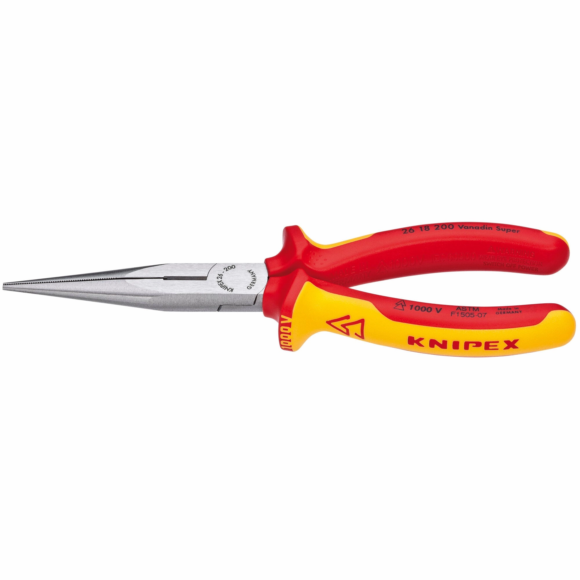 Knipex 26 18 200 US 8" Long Nose Pliers with Cutter-1000V Insulated